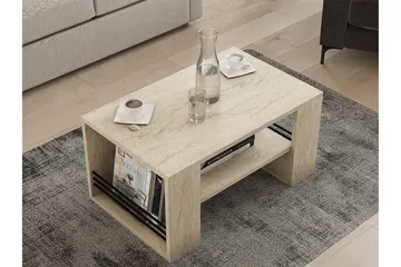 Iris 80 cm suorakulmainen sohvapöytä hyllyllä puuta - Beige - Huonekalut - Pöytä & ruokailuryhmä - Sohvapöytä