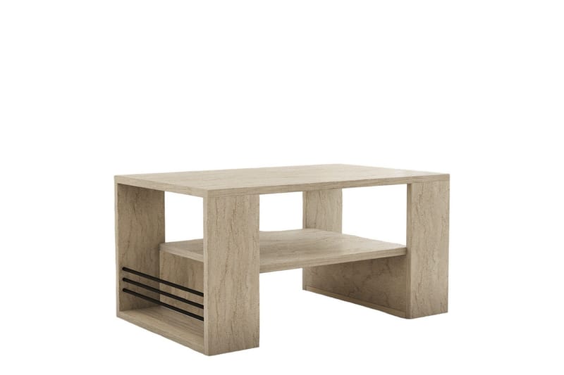 Iris 80 cm suorakulmainen sohvapöytä hyllyllä puuta - Beige - Huonekalut - Pöytä & ruokailuryhmä - Sohvapöytä