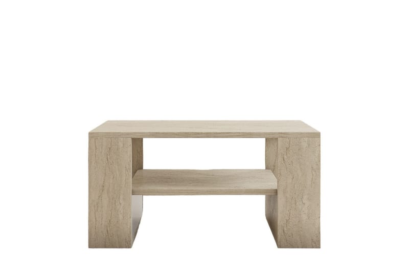 Iris 80 cm suorakulmainen sohvapöytä hyllyllä puuta, Beige