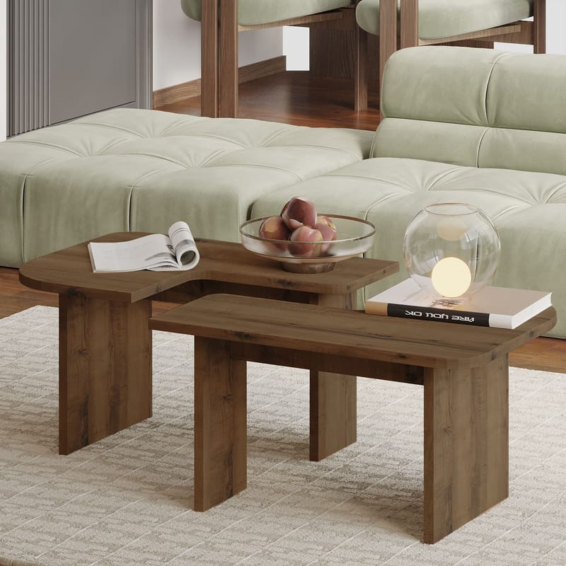 Iris sohvapöytäsetti 90x35x45 cm - Antiikkipähkinä - Huonekalut - Pöytä & ruokailuryhmä - Sohvapöytä