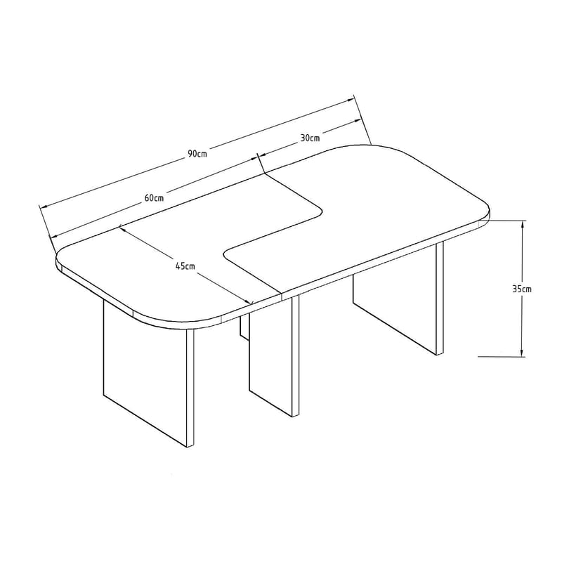 Iris sohvapöytäsetti 90x35x45 cm - Antiikkipähkinä - Huonekalut - Pöytä & ruokailuryhmä - Sohvapöytä