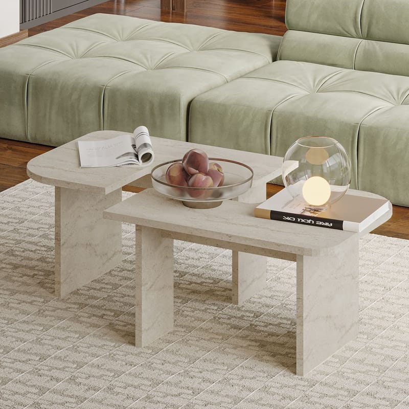 Iris sohvapöytäsetti 90x35x45 cm - Travertiini - Huonekalut - Pöytä & ruokailuryhmä - Sohvapöytä