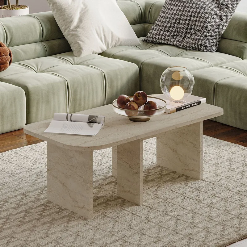 Iris sohvapöytäsetti 90x35x45 cm - Travertiini - Huonekalut - Pöytä & ruokailuryhmä - Sohvapöytä