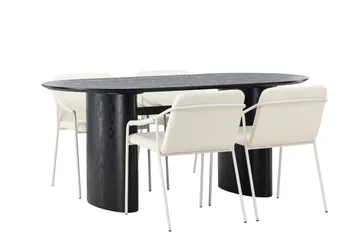 Isolde-ruokailuryhmä 180 cm, soikea, 4 Tvista-tuolia - Beige - Huonekalut - Pöytä & ruokailuryhmä - Ruokailuryhmä