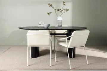 Isolde-ruokailuryhmä 180 cm, soikea, 4 Tvista-tuolia - Beige - Huonekalut - Pöytä & ruokailuryhmä - Ruokailuryhmä