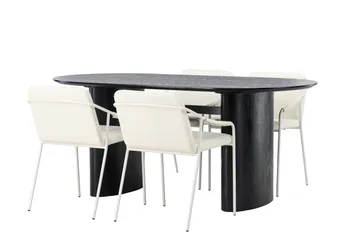 Isolde-ruokailuryhmä 180 cm, soikea, 4 Tvista-tuolia - Beige - Huonekalut - Pöytä & ruokailuryhmä - Ruokailuryhmä