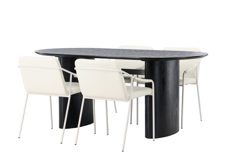 Isolde-ruokailuryhmä 180 cm, soikea, 4 Tvista-tuolia - Beige - Huonekalut - Pöytä & ruokailuryhmä - Ruokailuryhmä