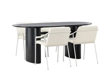 Isolde-ruokailuryhmä 180 cm, soikea, 4 Tvista-tuolia - Beige - Huonekalut - Pöytä & ruokailuryhmä - Ruokailuryhmä