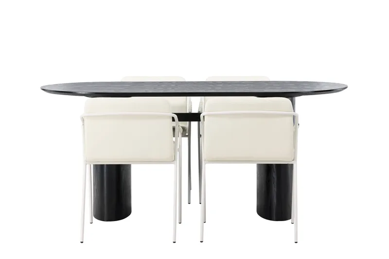 Isolde-ruokailuryhmä 180 cm, soikea, 4 Tvista-tuolia - Beige - Huonekalut - Pöytä & ruokailuryhmä - Ruokailuryhmä