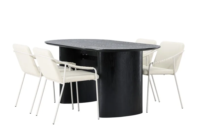 Isolde-ruokailuryhmä 180 cm, soikea, 4 Tvista-tuolia - Beige - Huonekalut - Pöytä & ruokailuryhmä - Ruokailuryhmä