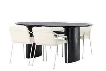 Isolde-ruokailuryhmä 180 cm, soikea, 4 Tvista-tuolia - Beige - Huonekalut - Pöytä & ruokailuryhmä - Ruokailuryhmä