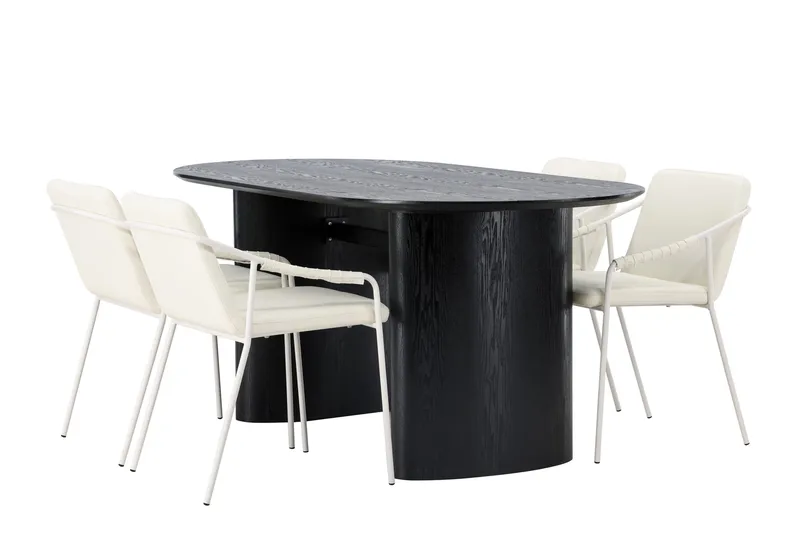 Isolde-ruokailuryhmä 180 cm, soikea, 4 Tvista-tuolia - Beige - Huonekalut - Pöytä & ruokailuryhmä - Ruokailuryhmä