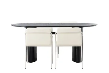 Isolde-ruokailuryhmä 180 cm, soikea, 4 Tvista-tuolia - Beige - Huonekalut - Pöytä & ruokailuryhmä - Ruokailuryhmä