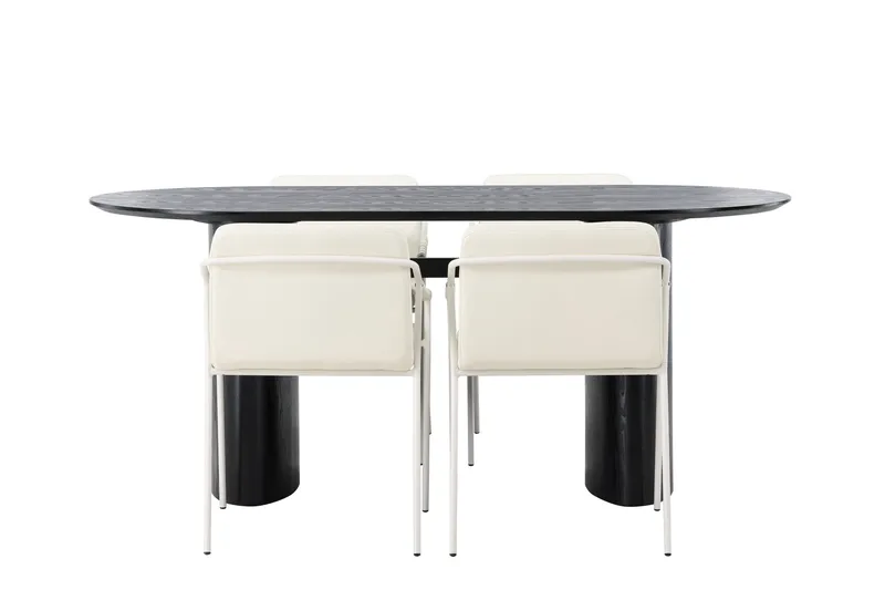 Isolde-ruokailuryhmä 180 cm, soikea, 4 Tvista-tuolia - Beige - Huonekalut - Pöytä & ruokailuryhmä - Ruokailuryhmä
