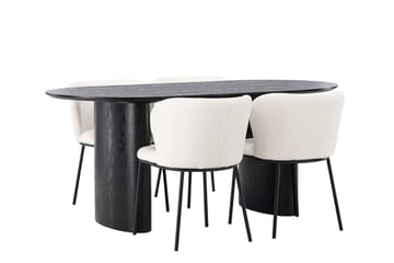 Isolde-ruokapöytä 180x90 cm ja 4 Edina-ruokatuolia - Huonekalut - Pöytä & ruokailuryhmä - Ruokailuryhmä