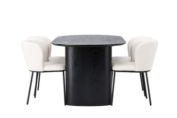 Isolde-ruokapöytä 180x90 cm ja 4 Edina-ruokatuolia - Huonekalut - Pöytä & ruokailuryhmä - Ruokailuryhmä