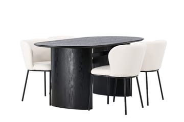 Isolde-ruokapöytä 180x90 cm ja 4 Edina-ruokatuolia - Huonekalut - Pöytä & ruokailuryhmä - Ruokailuryhmä
