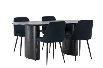 Isolde-ruokapöytä 180x90 cm ja 4 Night-ruokatuolia - Huonekalut - Pöytä & ruokailuryhmä - Ruokailuryhmä