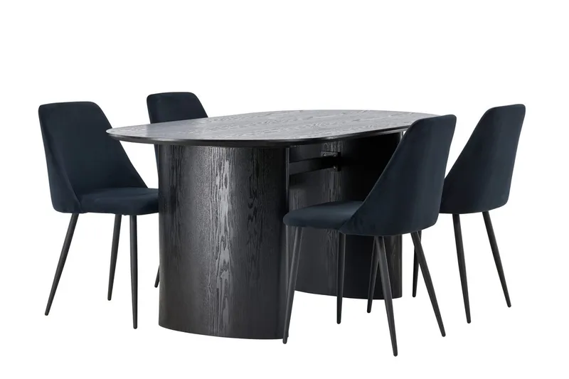 Isolde-ruokapöytä 180x90 cm ja 4 Night-ruokatuolia - Huonekalut - Pöytä & ruokailuryhmä - Ruokailuryhmä