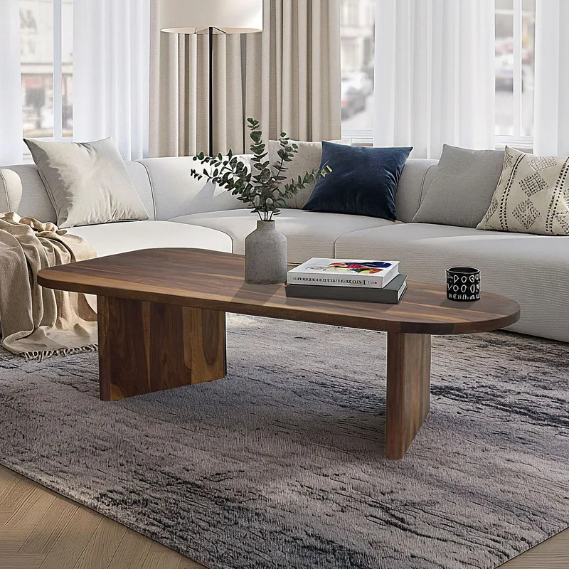 Ivoeri-sohvapöytä 120 cm, soikea, maalaistyyli - Lämmin tummanruskea - Huonekalut - Pöytä & ruokailuryhmä - Sohvapöytä