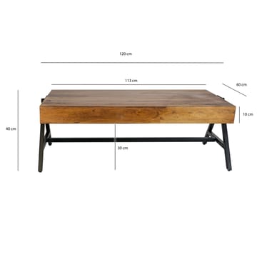 Ivoira sohvapöytä 120 cm teollinen tyyli - Lämmin tummanruskea ja musta - Huonekalut - Pöytä & ruokailuryhmä - Sohvapöytä
