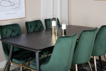 Jatkettava Irunea-ruokailuryhmä 180 cm, sis. 6 Valerie Lyx -tuolia - Musta/Tummanvihreä/Kulta - Huonekalut - Pöytä & ruokailuryhmä - Ruokailuryhmä