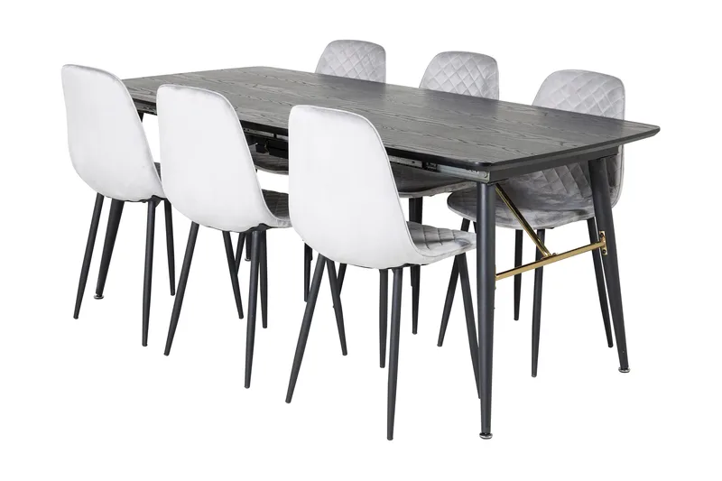 Jatkettava Irunea-ruokailuryhmä 180 cm, sis. 6 Ypas-tuolia, Harmaa/Musta