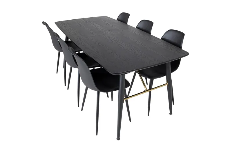 Jatkettava Irunea-ruokailuryhmä 180 cm, sis. 6 Ypas-tuolia, Musta