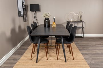 Jatkettava Irunea-ruokailuryhmä 180 cm, sis. 6 Ypas-tuolia - Musta/Ruskea - Huonekalut - Pöytä & ruokailuryhmä - Ruokailuryhmä