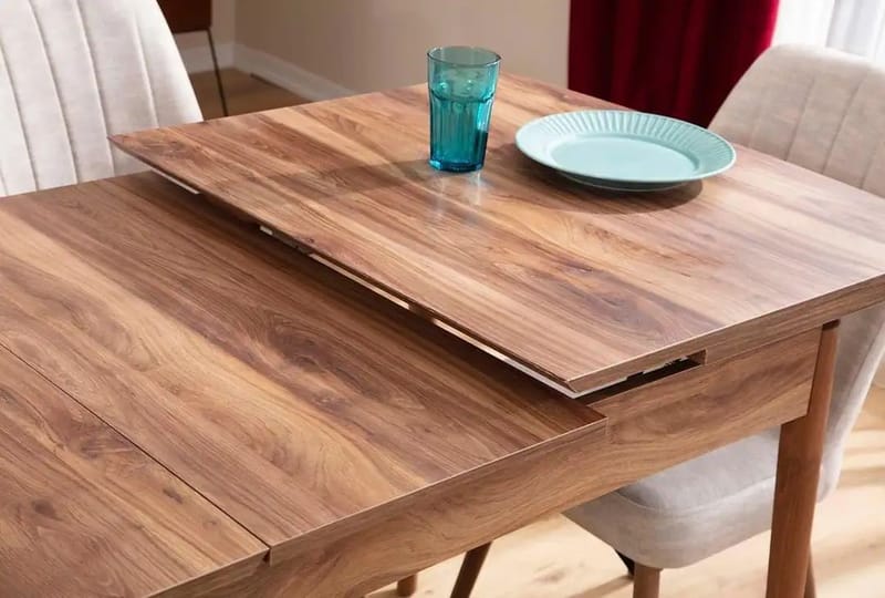 Jatkettava ruokapöytä- ja tuolisetti (5 osaa) Homitis Lidyana (130 x 76 x 80 cm) Kermanvärinen - Huonekalut - Pöytä & ruokailuryhmä - Ruokailuryhmä
