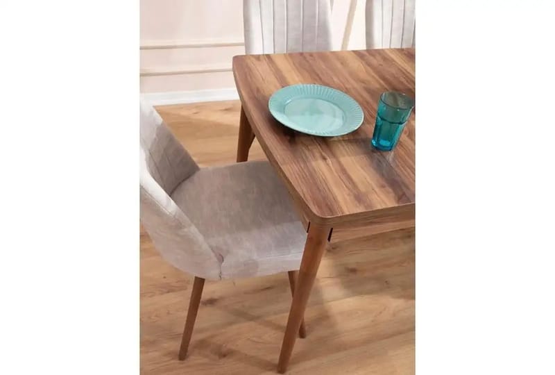 Jatkettava ruokapöytä- ja tuolisetti (5 osaa) Homitis Lidyana (130 x 76 x 80 cm) Kermanvärinen - Huonekalut - Pöytä & ruokailuryhmä - Ruokailuryhmä