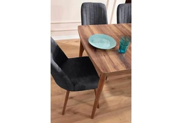 Jatkettava ruokapöytä- ja tuolisetti (7 osaa) Homitis Lidyana (130 x 76 x 80 cm) Antrasiitti - Antrasiitti - Huonekalut - Pöytä & ruokailuryhmä - Ruokailuryhmä