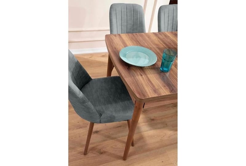 Jatkettava ruokapöytä- ja tuolisetti (7 osaa) Homitis Lidyana (130 x 76 x 80 cm) Harmaa - Huonekalut - Pöytä & ruokailuryhmä - Ruokailuryhmä
