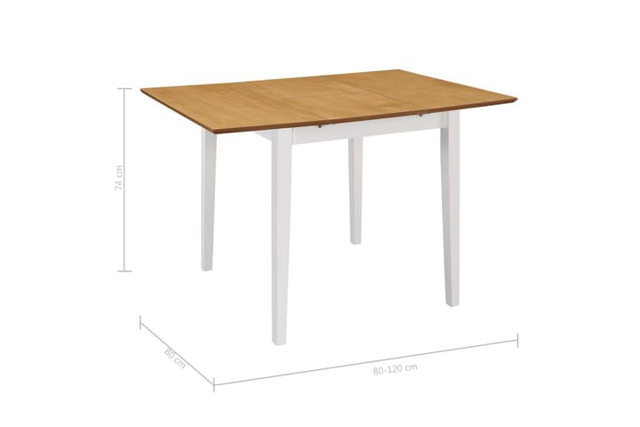 Jatkettava ruokapöytä valkoinen (80-120)x80x74 cm MDF - Valkoinen - Ruokapöydät & keittiön pöydät