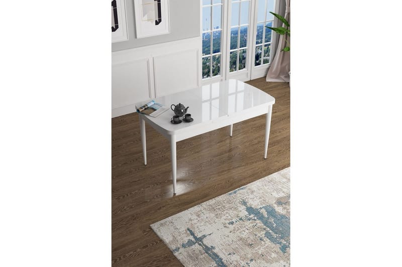 Javren Ruokapöytä 114 cm Suorakulmainen - Valkoinen Marmori/Valkoinen - Huonekalut - Pöytä & ruokailuryhmä - Ruokapöydät & keittiön pöydät