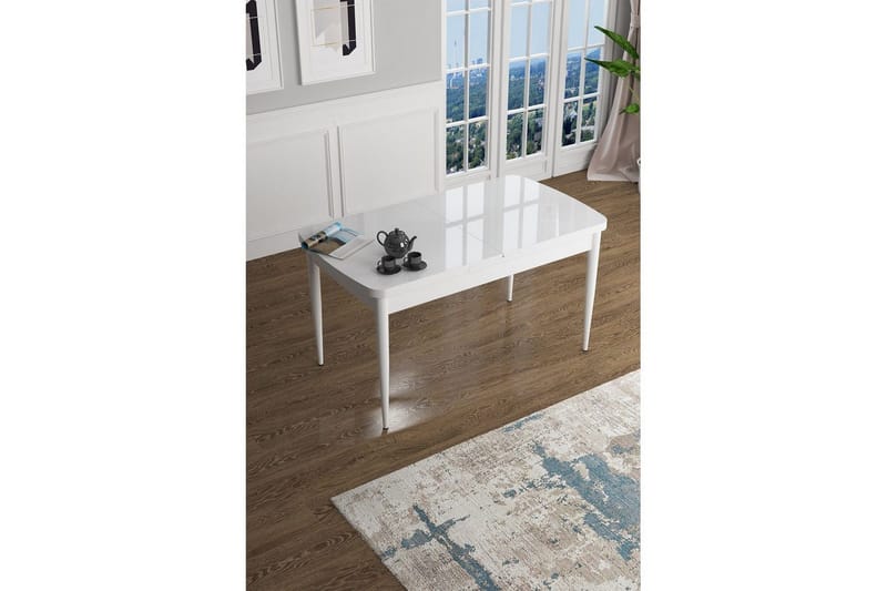 Javren Ruokapöytä 114 cm Suorakulmainen - Valkoinen Marmori/Valkoinen - Huonekalut - Pöytä & ruokailuryhmä - Ruokapöydät & keittiön pöydät