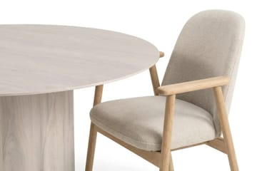 Juno-ruokailuryhmä, pyöreä 150 cm, valkokuultolakattu, 6 Reciclar-ruokatuolia - Valkoiseksi petsattu tammi - Huonekalut - Pöytä & ruokailuryhmä - Ruokailuryhmä