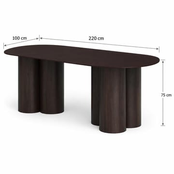 Juno Suuri Soikea Ruokapöytä 220x100 cm Puu- ja Savutammi-ilmeellä - Tummanruskea - Huonekalut - Pöytä & ruokailuryhmä - Ruokapöydät & keittiön pöydät