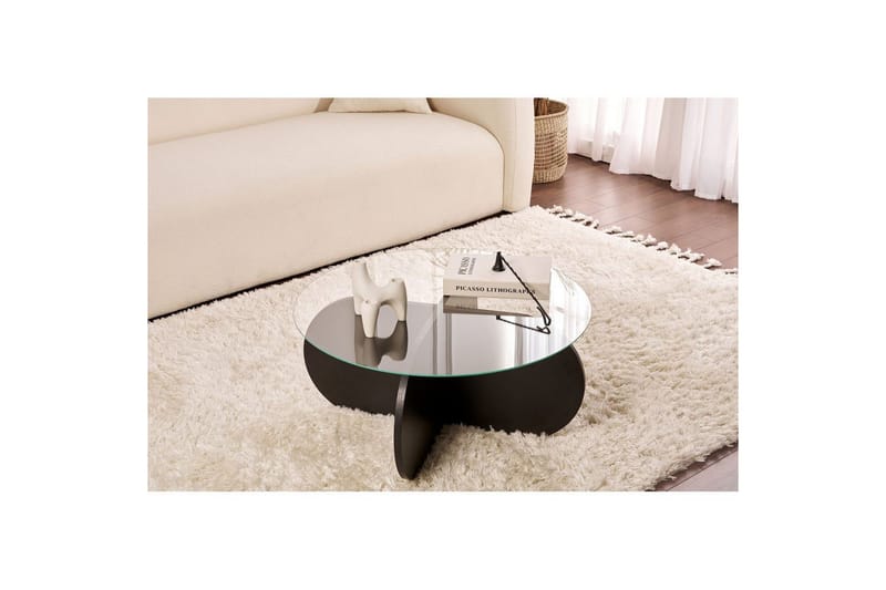 Kahvipöytä Aeris 75 cm Lasilevyllä - Musta puu / Savu - Huonekalut - Pöytä & ruokailuryhmä - Sohvapöytä