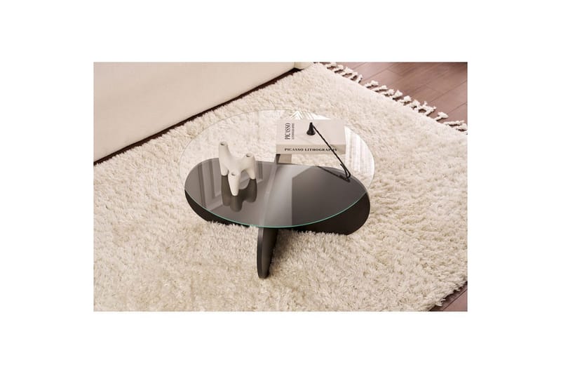 Kahvipöytä Aeris 75 cm Lasilevyllä - Musta puu / Savu - Huonekalut - Pöytä & ruokailuryhmä - Sohvapöytä