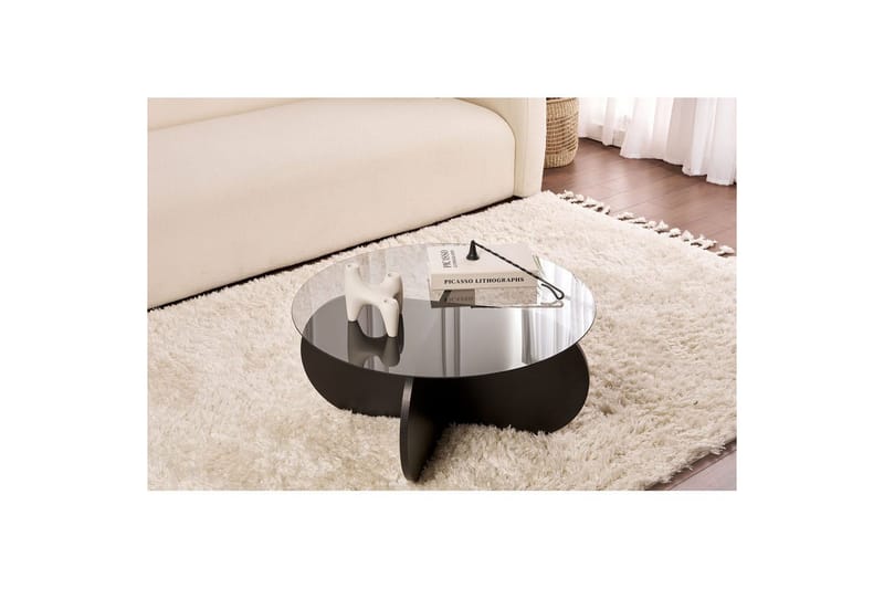 Kahvipöytä Aeris 75 cm Lasilevyllä - Musta puu / Läpinäkyvä - Huonekalut - Pöytä & ruokailuryhmä - Sohvapöytä