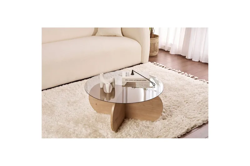 Kahvipöytä Aeris 75 cm Lasilevyllä - Safiiritammi / Fume - Huonekalut - Pöytä & ruokailuryhmä - Sohvapöytä