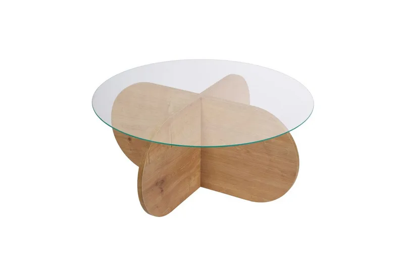 Kahvipöytä Aeris 75 cm Lasilevyllä - Safiiritammi / Läpinäkyvä - Huonekalut - Pöytä & ruokailuryhmä - Sohvapöytä