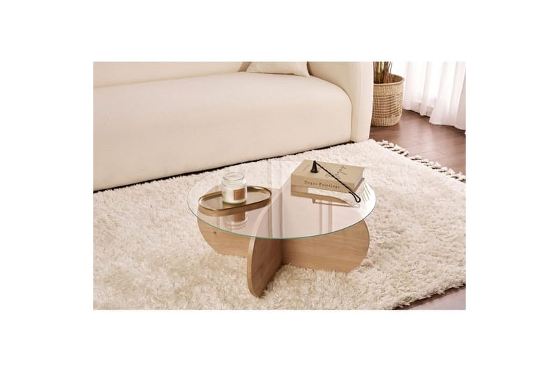 Kahvipöytä Aeris 75 cm Lasilevyllä - Safiiritammi / Läpinäkyvä - Huonekalut - Pöytä & ruokailuryhmä - Sohvapöytä