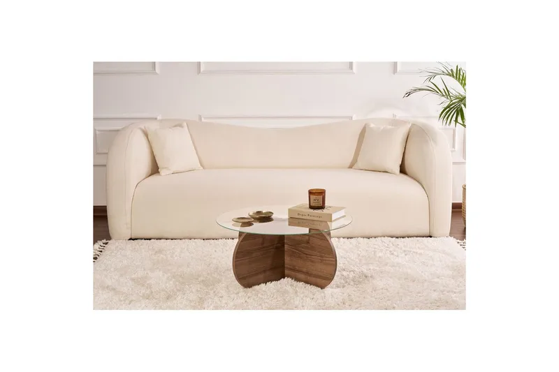 Kahvipöytä Aeris 75 cm Lasilevyllä - Pähkinäpuu / Läpinäkyvä - Huonekalut - Pöytä & ruokailuryhmä - Sohvapöytä