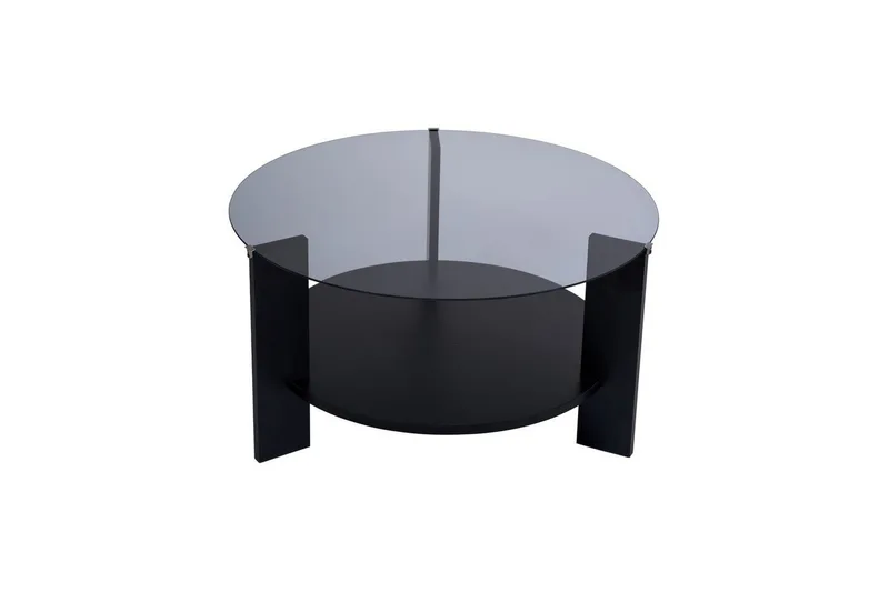 Kahvipöytä Clara 75 cm Lasilevyllä, Musta puu / Savu