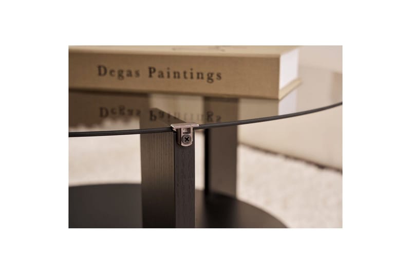 Kahvipöytä Clara 75 cm Lasilevyllä - Musta puu / Savu - Huonekalut - Pöytä & ruokailuryhmä - Sohvapöytä