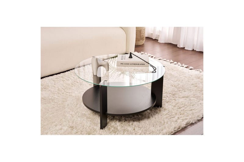 Kahvipöytä Clara 75 cm Lasilevyllä - Musta puu / Läpinäkyvä - Huonekalut - Pöytä & ruokailuryhmä - Sohvapöytä