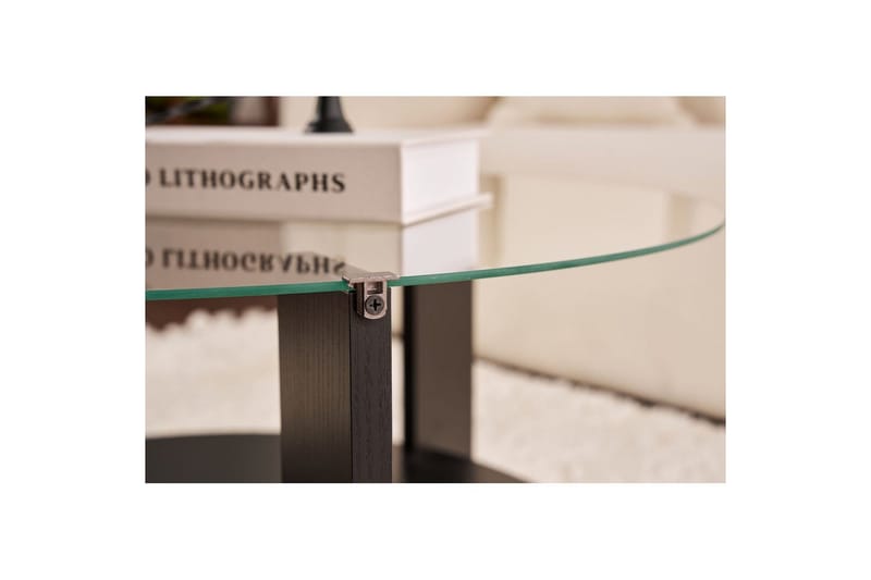 Kahvipöytä Clara 75 cm Lasilevyllä - Musta puu / Läpinäkyvä - Huonekalut - Pöytä & ruokailuryhmä - Sohvapöytä