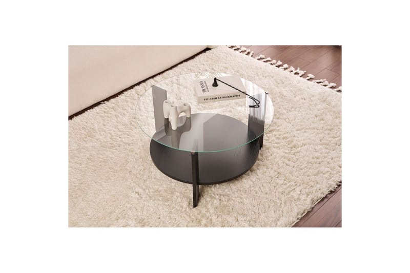 Kahvipöytä Clara 75 cm Lasilevyllä - Musta puu / Läpinäkyvä - Huonekalut - Pöytä & ruokailuryhmä - Sohvapöytä